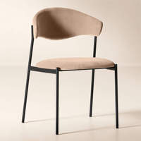 Couleurs/tissus personnalisés pour la maison, café, ensemble de 2 chaises de salle à manger modernes en velours, rembourrage ergonomique en éponge haute densité, pieds en métal noir