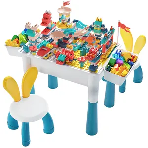 Multi-fungsi Anak-anak DIY Plastik Blok Bangunan Meja Belajar Bermain Meja