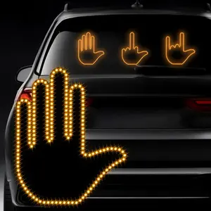 Wholesale Hand Gesture Light Led Hand Sign Car Decoration Middle Finger Led Light For Universal Car Window Car Accessories