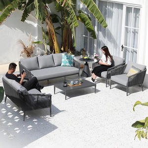 Canapés <span class=keywords><strong>de</strong></span> <span class=keywords><strong>jardin</strong></span> en rotin d'aluminium <span class=keywords><strong>de</strong></span> luxe modernes à <span class=keywords><strong>2</strong></span> places, ensembles <span class=keywords><strong>de</strong></span> meubles d'extérieur en osier pour cour, patio, coussins inclus - Product Image 5