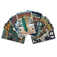 Impression décorative Vintage Beach Tin Sign Surfing Metal Plates Holiday Sports Poster for Wall Decoration