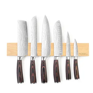 KB1Customized 16 '' Home Kitchen Stainless Steel And Ashwood Holder Stands Strong Magnetic Knife Bar Storage Knife Holder