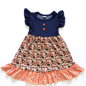 Vestido de Niña con Estampado de Seda de Leche OEM ODM, Vestido con Volantes, Vestido Casual de Princesa para Niñas Pequeñas - Product Image 1