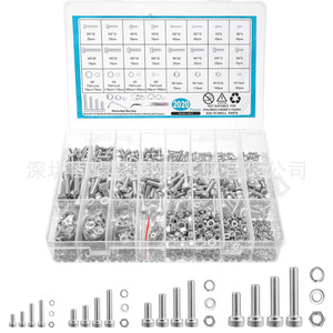 304 Stainless Steel Hex Socket Screws 2020pcs M2 <b>M3</b> M4 M5 Nuts Set DIN912 Grade 8.8 Cylindrical Head <b>Bolt</b> Kit - Product Image 1