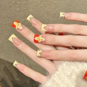 Uñas Postizas Ultrafinas Sin Costuras Serie W [Fei Hua Hu <span class=keywords><strong>Yun</strong></span>] con Diseño Retro de Tigre Dulce, Forma de Almendra, Pre-Diseñadas - Product Image 4