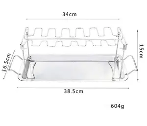 바베큐 드럼 스틱 접이식 로스팅 랙 14 슬롯 스테인레스 스틸 닭 다리 날개 그릴 랙 로스터 스탠드
