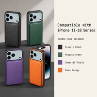 Étui de téléphone en cuir PU de luxe motif litchi pour iPhone, avec support portefeuille dissimulé à 2 emplacements pour cartes et grain Togo