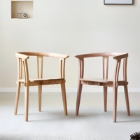 Chaise ronde en rotin et bois de frêne blanc style Wabi-Sabi, design nordique, dossier incurvé, chaise simple en bois massif pour petit appartement