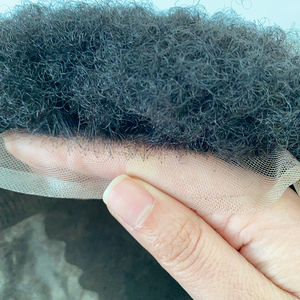 Postiche Afro Crépus Bouclé de 4mm pour <span class=keywords><strong>Homme</strong></span>, Cheveux Humains Noirs 100%, Q6, Base de Remplacement, Perruque Afro-Américaine, Unité de Cheveux pour <span class=keywords><strong>Homme</strong></span> - Product Image 4