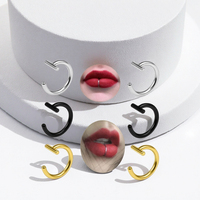 Faux piercing de nez, fausses bagues de lèvre, fausses bagues de nez à clipser, bijoux de lèvre en acier inoxydable pour femmes et hommes