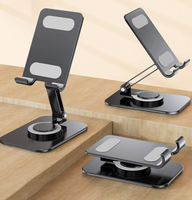 Support de téléphone et tablette pliable en métal anti-vibration, rotatif à 360°, réglable, pour bureau