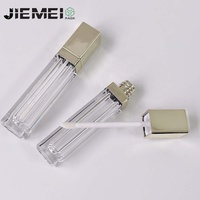 Flacon carré de brillant à lèvres Jiemei Stock de luxe doré métallisé 7 ml, tube de teinte à lèvres, emballage vide en gros pour rouge à lèvres liquide