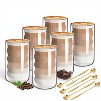 Tasses à café en verre borosilicate à double paroi résistantes à la chaleur 400 ml Design moderne pour adultes pour la maison, les restaurants, les hôtels et les fêtes