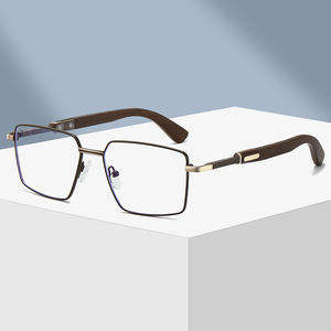 2025 79003 Kare Optik Çerçeveler Erkekler İçin Ahşap Saplı Gözlük Çerçeveleri Klasik Retro Moda Şeffaf Lensli Gözlük Çerçeveleri - Product Image 1