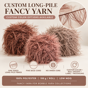 Fil fantaisie en polyester à poils longs unilatéraux <span class=keywords><strong>de</strong></span> 8 cm, haute ténacité, teint en fil, couleur châtain, moelleux, pour le tricot - Product Image 2