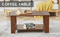Table basse Aibike moderne vintage rustique marron, durable, écologique, en bois, avec panneau de rangement à plusieurs niveaux, pour salon, plateau en MDF 1