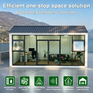 Casa Container in Vetro con Effetto Legno per Vacanze, Villa Prefabbricata Moderna Modulare per Abitazione o Caffetteria - Product Image 4