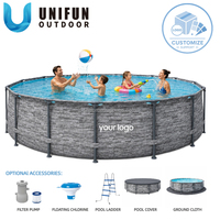 Piscine hors sol de haute qualité avec structure métallique ronde, piscine familiale en PVC pour l'extérieur, couleurs et designs personnalisés, installation facile