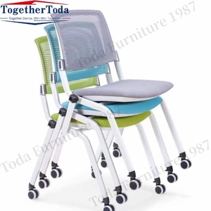 Sillas de oficina apilables con ruedas y malla transpirable para invitados, ideales para sala de espera, escuela u oficina - ¡Gran oferta! - Product Image 4