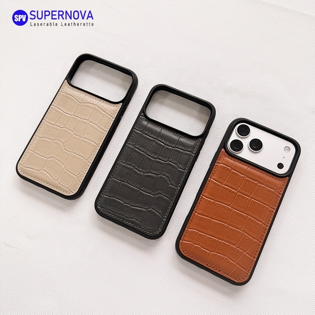Wholesale PU Leather Phone Case Blanks for Laser Engraving Custom Logo, Crocodile Leather Case for iPhone 17 Promotional Gift