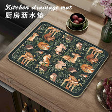 <span class=keywords><strong>Alfombrilla</strong></span> de secado de platos con estampado 3D, almohadilla de drenaje de café absorbente, Alfombra de secado rápido, vajilla de cocina, mantel individual - Product Image 4