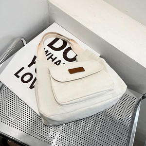 กระเป๋าแฟชั่นฤดูหนาวใหม่กระเป๋าผ้าใบดีไซเนอร์ย้อนยุคสีทึบแบบลำลอง - Product Image 4