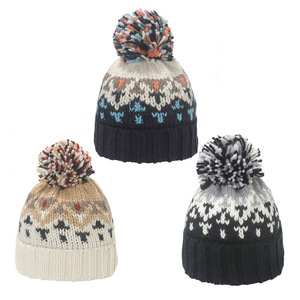 Bán Buôn Unisex Mùa Đông Beanies Jacquard Pom Pom Mới Biểu Tượng Tùy Chỉnh Dệt Kim Dày Sợi Dây Thừng Ấm Cổ Điển Hat Cho Bãi Biển Kinh Doanh Du Lịch - Product Image 6