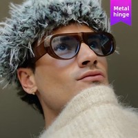Lunettes de soleil ovales à monture large, style transfrontalier Europe-Amérique, nouvelle collection 2024, monture surdimensionnée, teinte gelée, personnalisées, minimalistes