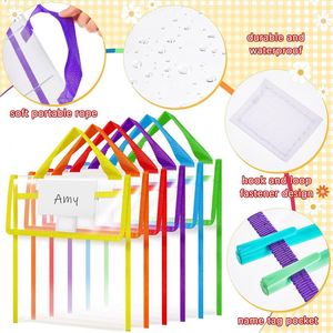 Pochettes pour livres épaisses et transparentes de 12 x 10 x 1,18 pouces avec étiquettes nominatives et poignées, sacs organisateurs pour fournitures de bureau et scolaires - Product Image 4