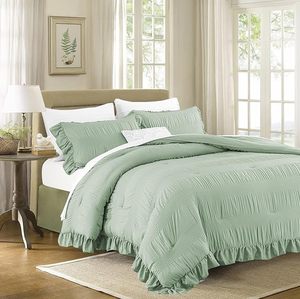 Hot Bán Hiện Đại 3-Mảnh Chăn Bìa Bộ Đồ Giường Set Với Seersucker Lá Sen Cạnh <span class=keywords><strong>Comforter</strong></span> Set - Product Image 1
