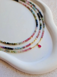 Dainty Multi collana di cristallo colorato con perline cubo pietre preziose girocollo pietra naturale collana di perline gioielli fatti a mano per i suoi <span class=keywords><strong>regali</strong></span> - Product Image 2
