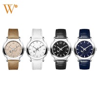 Montre automatique Miyota 9015 Moonphase, luxe, cristal saphir, bracelet en cuir véritable, logo personnalisé, montre mécanique pour homme, OEM
