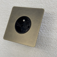 Prise murale française double pôle 16A 86 250V rétro avec installation murale, lumière USB, cadre en acier inoxydable bronze vert, norme britannique