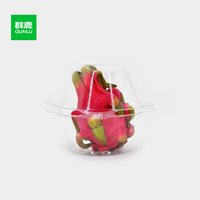 Boîte en plastique PET transparent recyclé 1 cellule Contenants Dragon Fruit Pamplemousse Tomate avec emballage à clapet