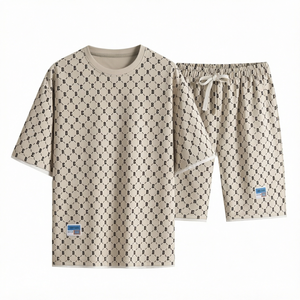 Conjunto de Camiseta y Pantalones Cortos de Poliéster para Hombre al por Mayor, Ropa Deportiva Informal Transpirable de Secado Rápido - Product Image 1