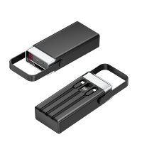 Power Bank Kapasitas Tinggi 20000-100000mAh Pengisian Cepat 22.5W Baterai Portabel dengan Kabel Terintegrasi Lampu LED dengan Colokan