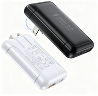 Adaptateur secteur de voyage portable HNT 1,6 cm ultra-plat 30W double USB A + Type C, chargeur rapide avec prise pliable pour iPhone