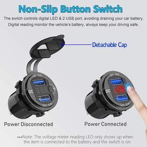 אלומיניום עמיד למים אלומיניום 12v/24v USB מטען מהיר 3.0 שקע מטען נסיעה כפול עם נפח לרכב RV - Product Image 3