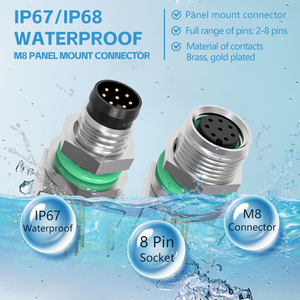Conector de Montaje en Panel PCB con Código M8 A B, Conector Industrial Blindado a Prueba de Agua IP67 de 2/3/4/5/6/8 Pines - Product Image 6