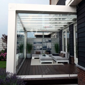 3x3 3x4 3x5 3x6 4x3 4x4 4x5 4x5 4x6 <span class=keywords><strong>5x3</strong></span> 5x4 Kits de pergola Toit à persiennes bioclimatique motorisé en aluminium pour l'extérieur avec verre porte - Product Image 2