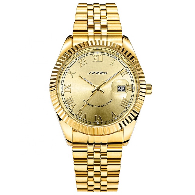 Hot Selling Wristwatch for Men Stainless Steel Watch Male Business IP Gold Plating Black Cool Design 38MM With Date