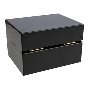 Boîte à montre de luxe en laque noire brillante avec intérieur en <span class=keywords><strong>cuir</strong></span> noir et poche pour carte, pour <span class=keywords><strong>homme</strong></span>, cadeau d'affaires - Product Image 2