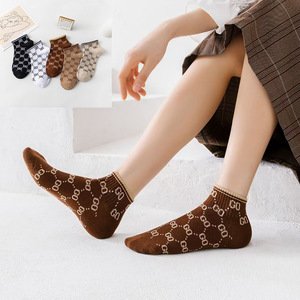 Nuove Calzette da Donna in Cotone Stile College, Trendy, con Lettere, Assorbenti, Sottili, Stile Giapponese, a Taglio Basso - Product Image 1