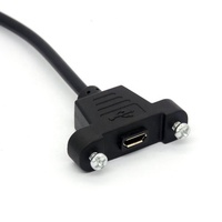 Câble d'extension micro USB mâle vers femelle à montage sur panneau, blindage tressé en cuivre pur, coudé vers le haut et vers le bas, pour utilisation informatique