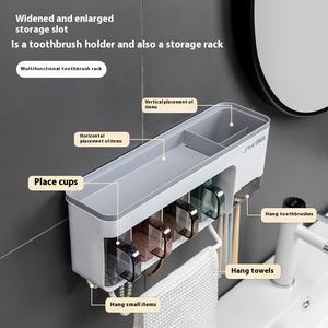 Set da Bagno con Portaspazzolino Elettrico Domestico da Parete, Supporto Portaoggetti Senza Fori e Spremi <span class=keywords><strong>Dentifricio</strong></span> - Product Image 2