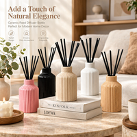 Bouteille diffuseur à roseaux en céramique côtelée nordique de 190 ml, moderne et minimaliste, pour aromathérapie et décoration intérieure – Vente en gros
