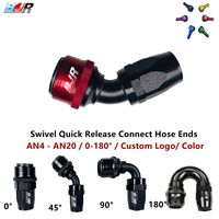 Raccords de carburant à connexion rapide en aluminium poli BJR Automotive AN16 Rouge, raccords pivotants à 45 degrés à déconnexion rapide pour tuyaux de carburant