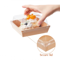 Boîtes à charcuterie en papier avec couvercle transparent sécurisé, contenants alimentaires jetables carrés bruns pour pâtisseries, boîtes à biscuits et sandwichs
