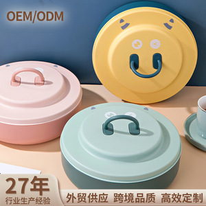Round <b>Plastic</b> Fruit Plate With Lid Divided Compartments For Wedding Living Room Use Green Color - Product Image 2