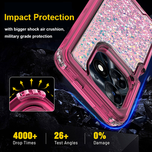 เคสโทรศัพท์แบบมีกลิตเตอร์สีสันสดใส 3 ชั้น 360 องศา สำหรับ Tecno <span class=keywords><strong>Spark</strong></span> Go 2024 20C 20 Pro+ Pova <span class=keywords><strong>6</strong></span> Pro 5 - Product Image 4